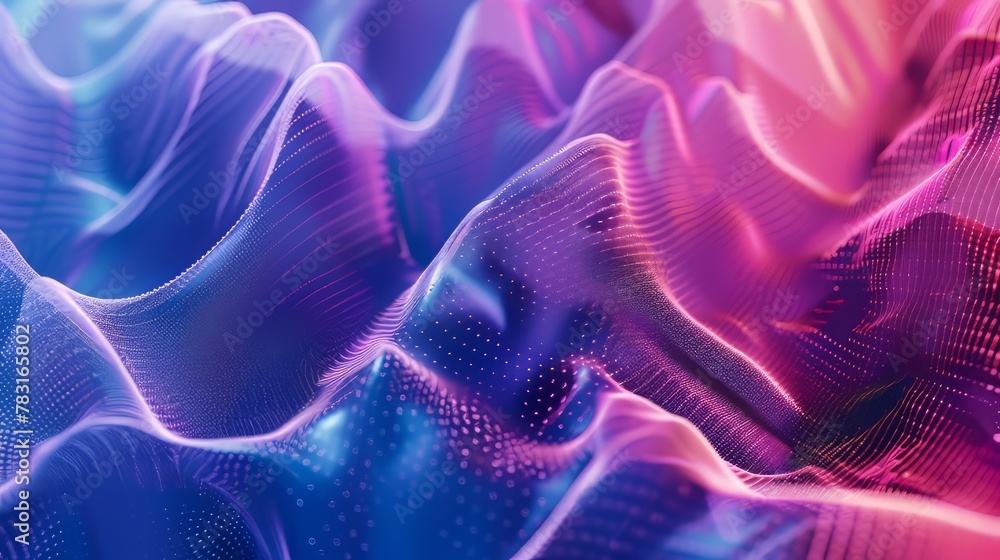 Poster abstract digital grid background with fluid shapes and dynamic movement