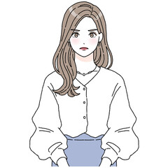 怒った顔のロングヘアの綺麗な女性