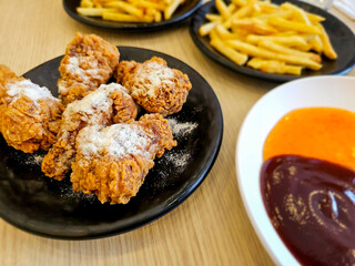 Fried chicken is a fast food that people love to eat.