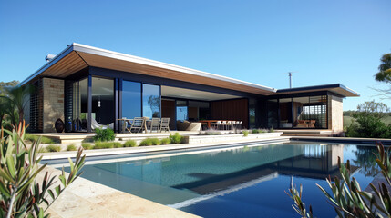 Fototapeta premium modern Australian house architecture design concept, luxury home exterior design 