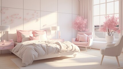 bedroom white pink
