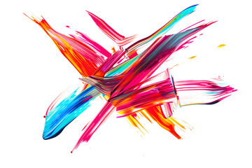 Obraz na płótnie Canvas Neon color explosion with dynamic brush strokes on white canvas.