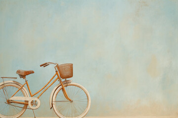 Vintage Bicycle Against Blue Textured Wall