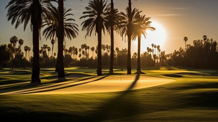trees bright sun golf course