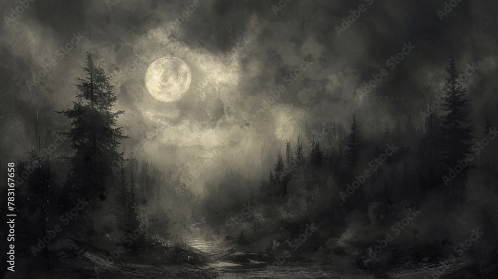 Poster atmospheric dark backdrop with a mysterious and ethereal quality