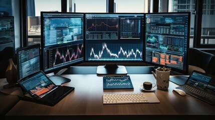 office information technology desk top view