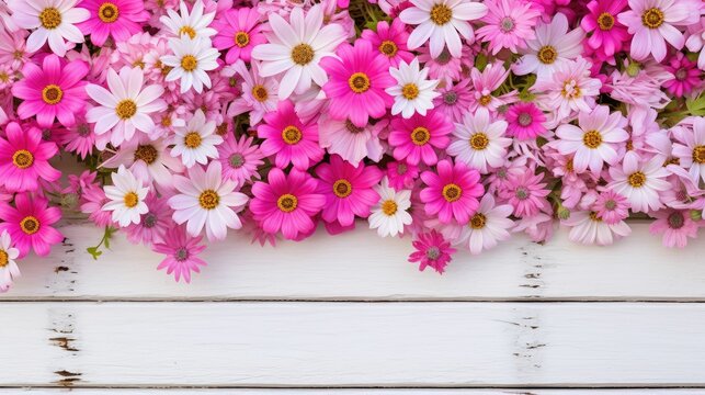 flowers pink floral border