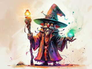 Fototapeta premium A mysterious sorcerer illustrated with the best quality for a truly unique experience