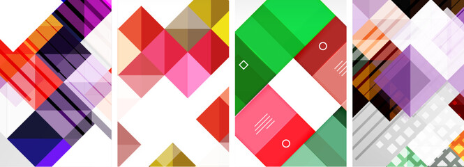 a collage of four different colored squares on a white background