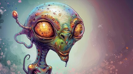 Enigmatic alien in a unique illustrator's otherworldly universe