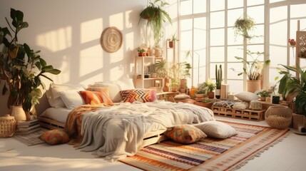 bohemian blurred interior bedroom