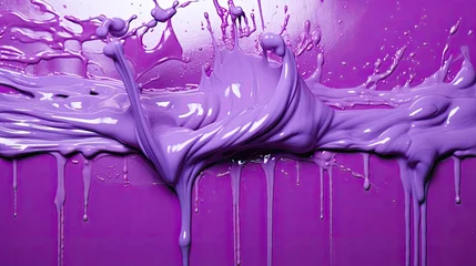Fotobehang canvas dripping paint purple © vectorwin