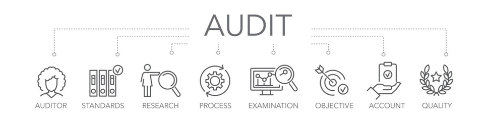 Audit concept - thin line icons vector illustration