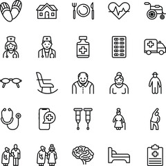 Nursing Home Outline Vector Flat Icons Pack