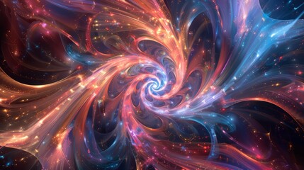 Dynamic 3D effect with swirling vortexes and bursts of light