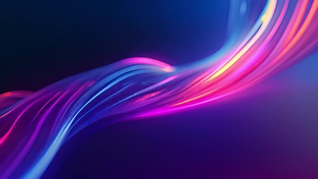 Neon wave moving. Abstract colorful wavy background in bright neon blue and violet colors. Modern colorful wallpaper. 3d rendering. 4k video Blue background