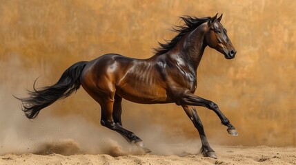 Obraz na płótnie Canvas Majestic Arabian Stallion in Abu Dhabi Desert, generative ai