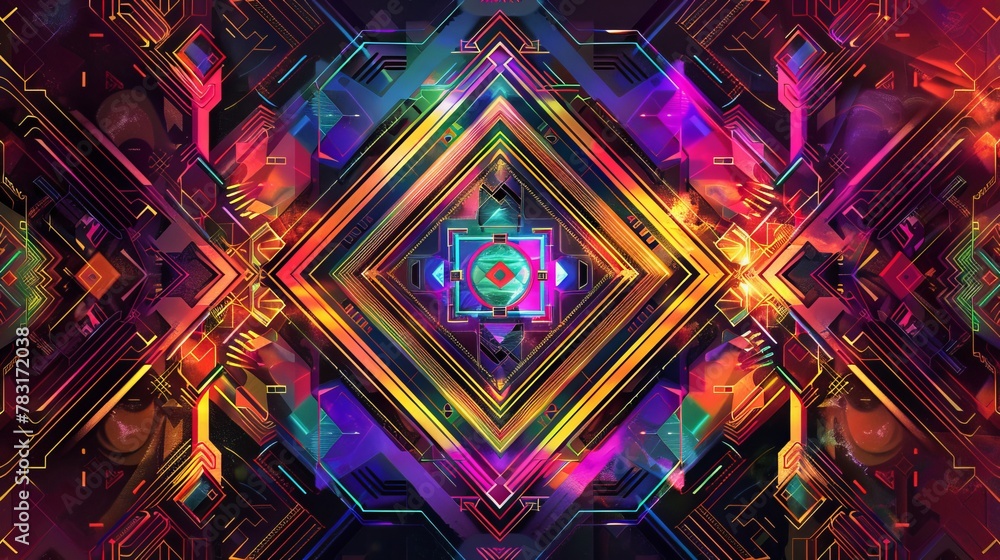 Poster holographic pattern with intricate geometric elements