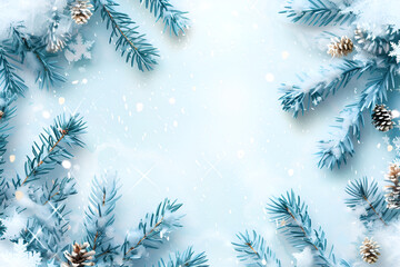 christmas background with fir branches and snow