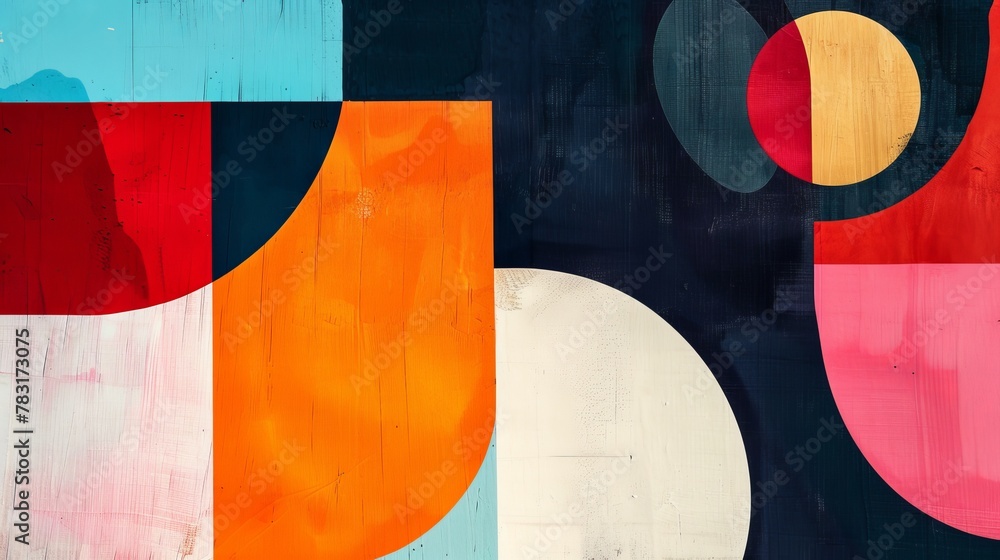 Poster minimalist abstract composition with bold shapes and contrasting colors