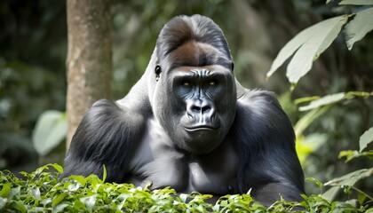A-Dominant-Silverback-Gorilla-Keeping-A-Watchful-E-