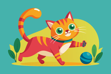 cat playing vector 