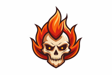 unqiue professional fire skull mascot logo with no text simple clean, elegant, vector colorize white background