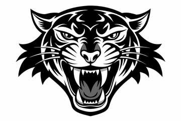 Angry Jaguar Head Icon  black silhouette