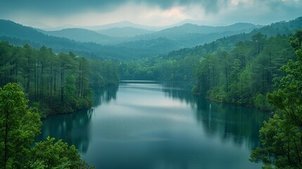 Obraz premium Tranquil Alabama Foothills, generative ai