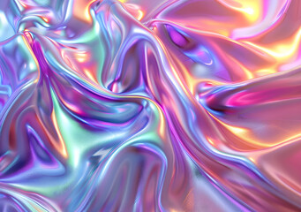 Abstract metallic holographic background with a chrome surface