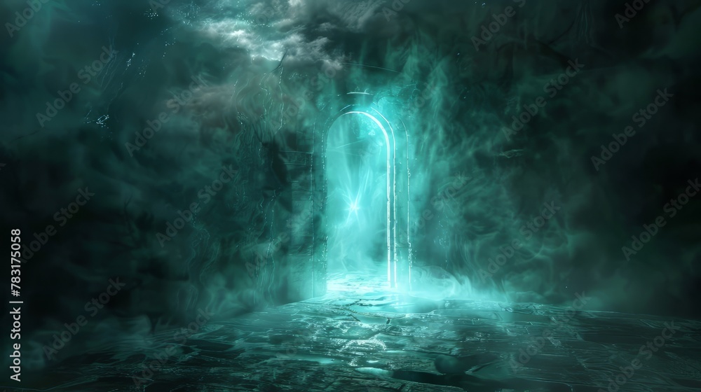 Poster supernatural 3d glow emanating from a mysterious portal or gateway