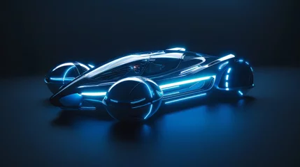 Fotobehang Subtle 3D glow accentuating the contours of a futuristic vehicle © KerXing