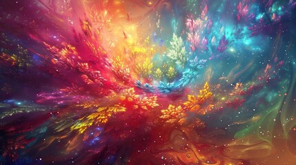 Vivid bursts of color creating an atmosphere of excitement and wonder - obrazy, fototapety, plakaty