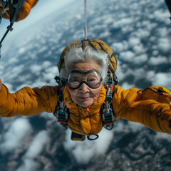 
"Adventurous Granny: Skydiving Selfie"




