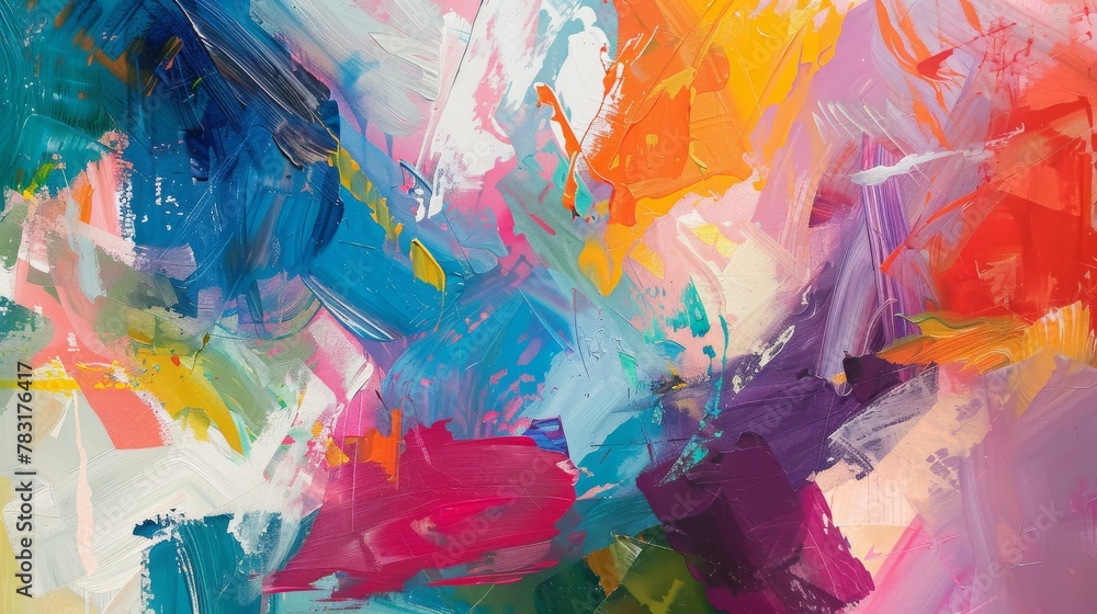 Poster abstract expressionist artwork conveying emotion and energy through color and form in fine art