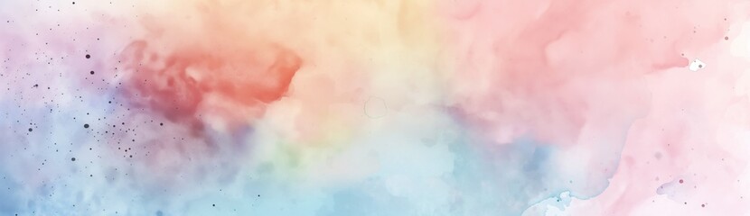 Watercolor background with soft pastel tones and splashes of paint, using a delicate rainbow color palette