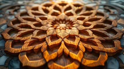 Intricate Islamic Geometric Patterns in Abu Dhabi Mosque, generative ai