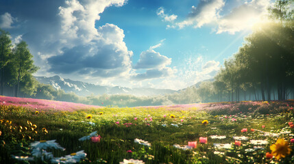 landscape with flowers