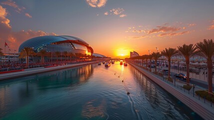 Speeding Cars at Yas Marina Circuit, generative ai