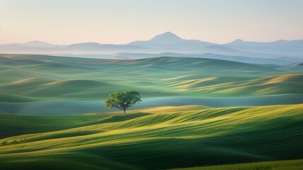 Fototapeta premium Serene landscape with an everlasting view of rolling hills