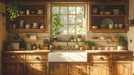 A kitchen with a window and a sink