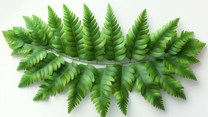 A long green leafy plant with a white background