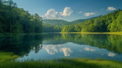 Fototapeta premium Serenity in the Appalachian Foothills, generative ai