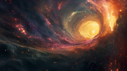 A spiral galaxy with a hole in the middle - obrazy, fototapety, plakaty