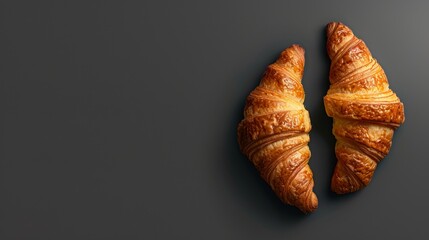 delicious croissant on the right with empty space on the left, to be used for a website banner high resolution, colorful, mouthwatering