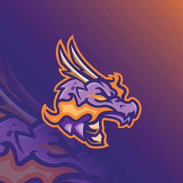 dragon mascot esport logo design