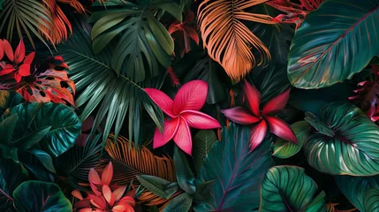 Foto op Canvas Bold and vibrant tropical design with exotic plants © KerXing