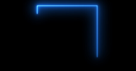 Moving tracing square frame border neon stripes dark bg. Glowing luminous banner seamless loop rectangle light ray rotation. Electric current flowing technology data transfer concept backdrop.