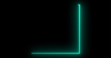 Moving tracing square frame border neon stripes dark bg. Glowing luminous banner seamless loop rectangle light ray rotation. Electric current flowing technology data transfer concept backdrop.