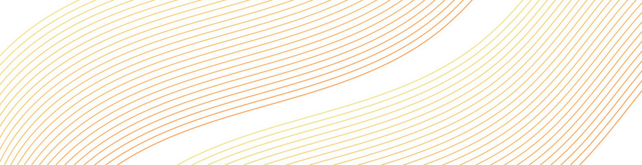 Abstract background with waves for banner. Web banner size. Vector background with lines. Element for design isolated on white. Orange and yellow gradient. Spring, summer - obrazy, fototapety, plakaty